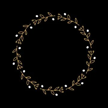 Christmas wreath Round Frames set hand drawn doodles. Vector illustration Stock Illustration