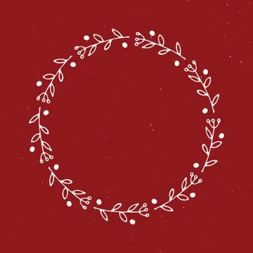 Christmas wreath Round Frames set hand drawn doodles. Vector illustration 库存插图