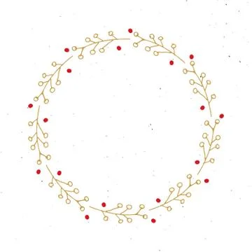 Christmas wreath Round Frames set hand drawn doodles. Vector illustration Stock Illustration