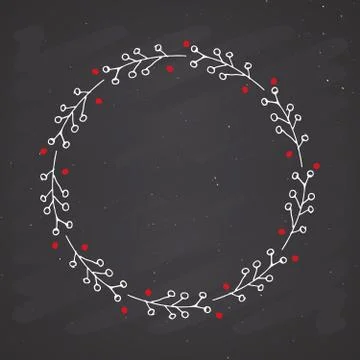 Christmas wreath Round Frames set hand drawn doodles. Vector illustration 库存插图