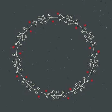 Christmas wreath Round Frames set hand drawn doodles. Vector illustration Stock Illustration