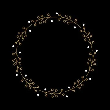 Christmas wreath Round Frames set hand drawn doodles. Vector illustration Illustrazione stock