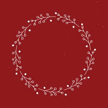 Christmas wreath Round Frames set hand drawn doodles. Vector illustration Illustrazione stock