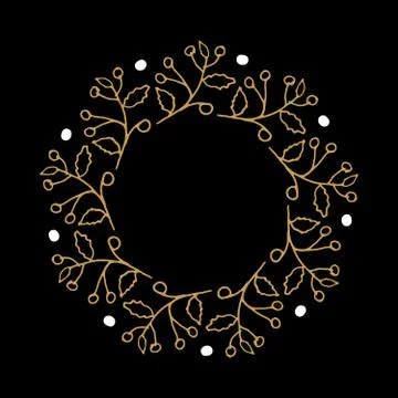 Christmas wreath Round Frames set hand drawn doodles. Vector illustration Stock Illustration