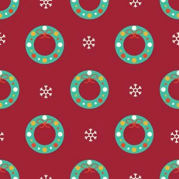 Christmas wreath seamless pattern. New year texture for print, wrapping pap.. Stock Illustration