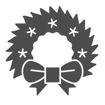 Christmas wreath solid icon. Cristmas decoration vector illustration isolated on Stockillustratie