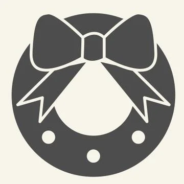 Christmas wreath solid icon. Winter faithful bouquet glyph style pictogram on Illustrazione stock
