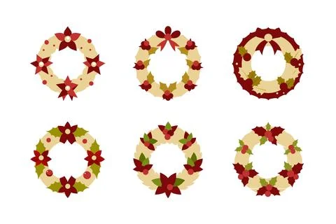 Christmas Wreath vector elements bundle for Merry Christmas festival 스톡 일러스트