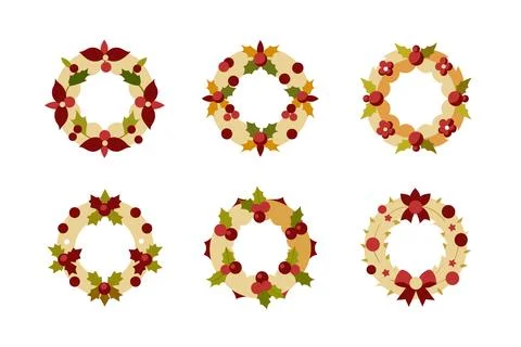 Christmas Wreath vector elements bundle for Merry Christmas festival 库存插图