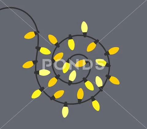 Christmas yellow shiny lights string. Vector illustration Stock Illustration