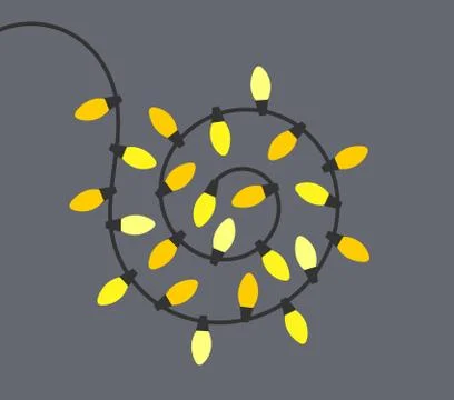 Christmas yellow shiny lights string. Vector illustration Stock Illustration