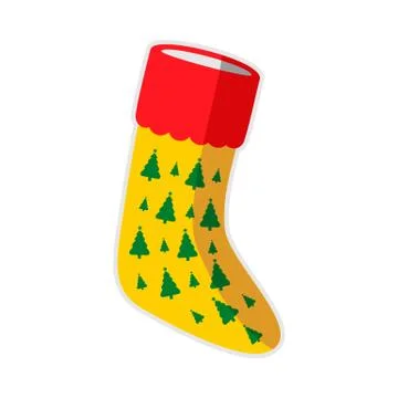 Christmas Yellow Sock Trees Vector Illustration Stock Illustration