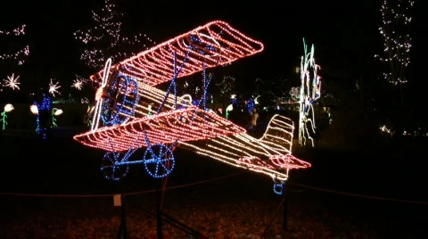 ChristmasLightsBiplane Stock Footage 301005
