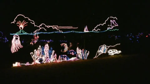 ChristmasLightsSeascape Stock Footage 301036