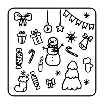 A Christmass collection of doodles Stock Illustration