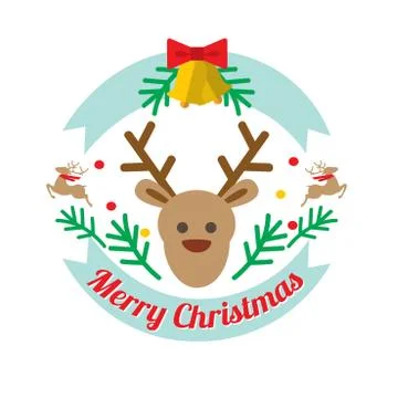Christmass deer flat style vector logotype Stock Illustration