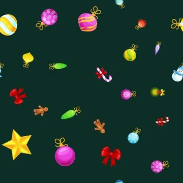 Christmass seamless pattern gingerbread man cookies, jingle bells stocking gifts Stockillustratie