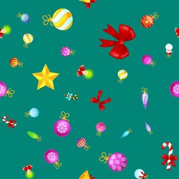 Christmass seamless pattern gingerbread man cookies, jingle bells stocking gifts イラスト素材