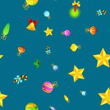 Christmass seamless pattern gingerbread man cookies, jingle bells stocking gifts 스톡 일러스트