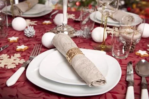 Christmassy table setting 写真素材