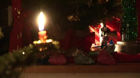 Christmastree with candle -10 Stock Footage