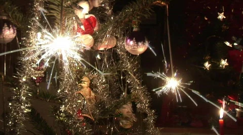 Christmastree with two sparkler  Stock Footage 290214