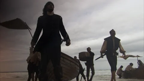 Christopher Columbus, Bahamas, 1400s - Reenactment Video stock 202890347