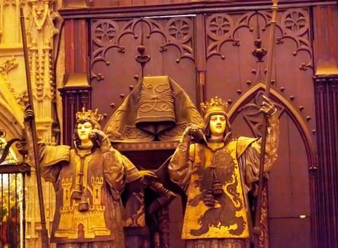 Christopher columbus crypt statues cathedral of saint mary of the see seville Stock Photos