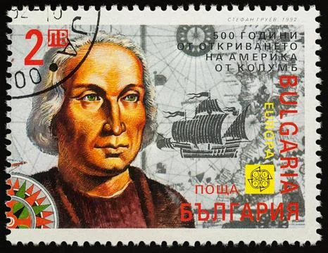 Christopher Columbus on postage stamp Stock Photos