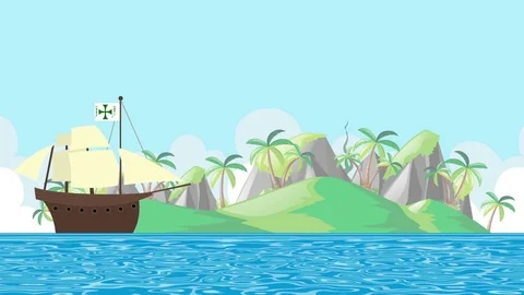 Christopher Columbus Santa Maria Ship Sailing to Shore Stock Footage 75468890