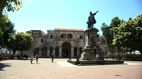 Christopher Columbus Sculpture Stock Footage 33828419