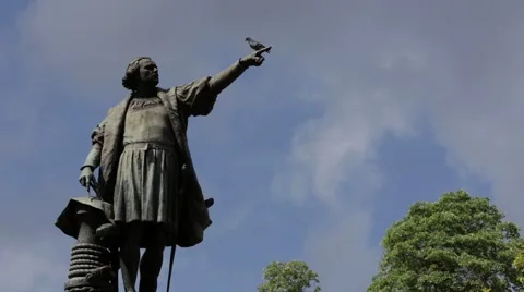Christopher Columbus Sculpture Stock Footage 40574402
