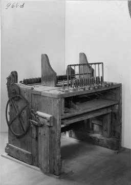 Christopher Polhem s cutting machine for gears to wall clock. Copyright: x... Stock Photos