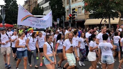 Christopher Street Day 2018 in Stuttgart, Germany Stock Footage 92998290