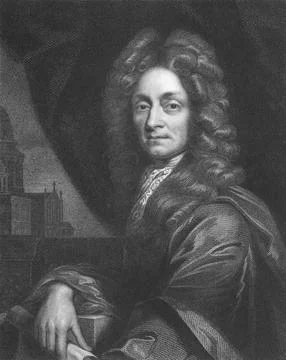 Christopher Wren (1632-1723) on engraving from the 1800s. One of the best known Ilustración de archivo