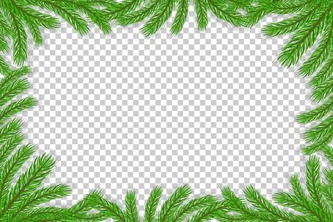Christrmas frame with realistic pine branches and shadow with space for des.. Stock Illustration