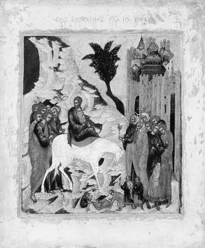 Christ's Entry into Jerusalem Russian Painter Russian. Christ's Entry into .. Stock Illustration