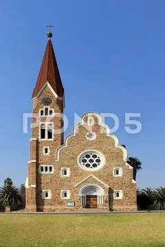 Christuskirche, famous lutheran church landmark in windhoek Stock Photos