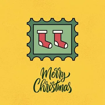 Chritmas Socks Postal Stamp Stock Illustration