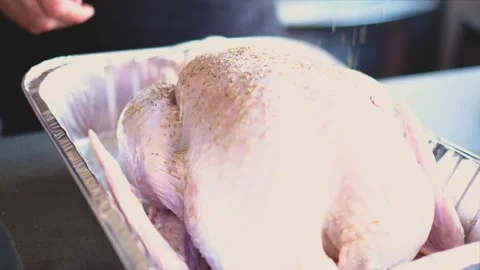 Chritmas Turkey in Tray Stock Footage 301648739