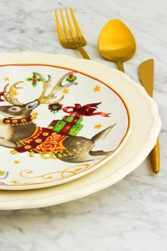 Chritsmas dinner table setting Stock Photos