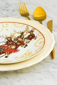 Chritsmas dinner table setting Фото