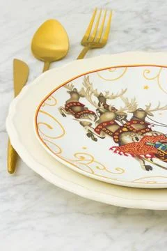 Chritsmas dinner table setting Фото