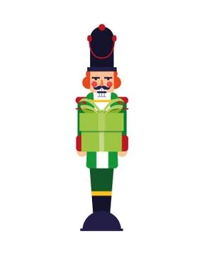 Chritsmas nutcracker with gift box Stock Illustration