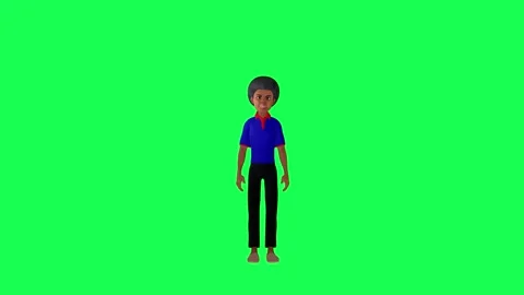 Chroma key 3d indian boy in blue shirt talking isolated front angle Video stock 259823355