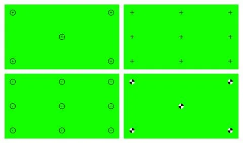 Chroma key, blank green background with motion tracking points. Visual effects Stock Illustration