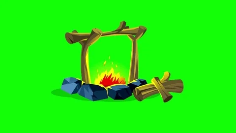 Chroma Key at camp fire Stock Footage 113338220
