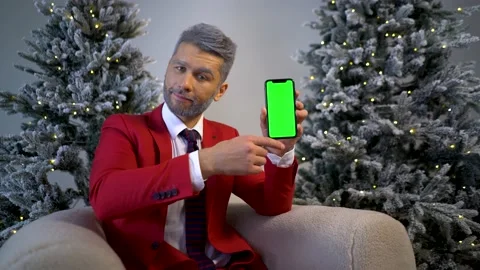 The Chroma Key green screen smartphone is set up for advertising. Video stock 167648321