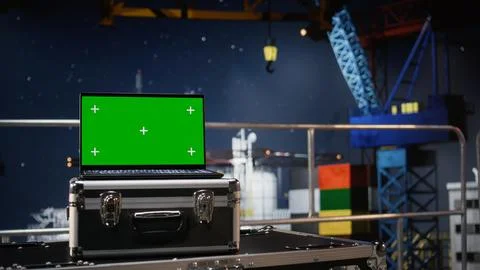 Chroma key on laptop with calibration software used on offshore rig Stock Photos