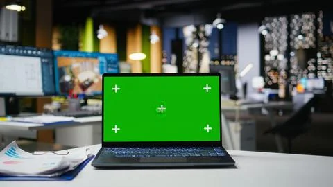 Chroma key laptop for interior design studio and modern technology Stock Photos